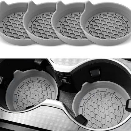 Car Cup Holder Coaster, Silicone Cup Holder Insert, Universal Anti-Slip Cup Holder, Auto Accessories Interior for Men and Women 4 Pack Grey
