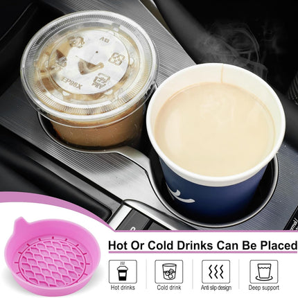 Car Cup Holder Coaster, Silicone Cup Holder Insert, Universal Non-Slip Cup Holder, Auto Accessories Interior for Men and Women 4 Pack Pink