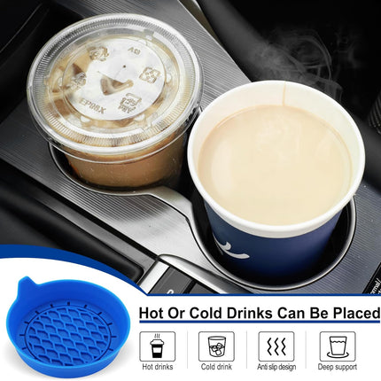 Car Cup Holder Coaster, Silicone Cup Holder Insert, Universal Non-Slip Cup Holder, Auto Accessories Interior for Men and Women 4 Pack Blue