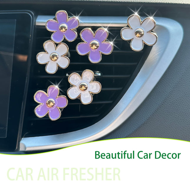 6pcs Flowers Car Air Freshener Vent Clips Purple White Daisy Air Vent Clip Car Accessories – product detail