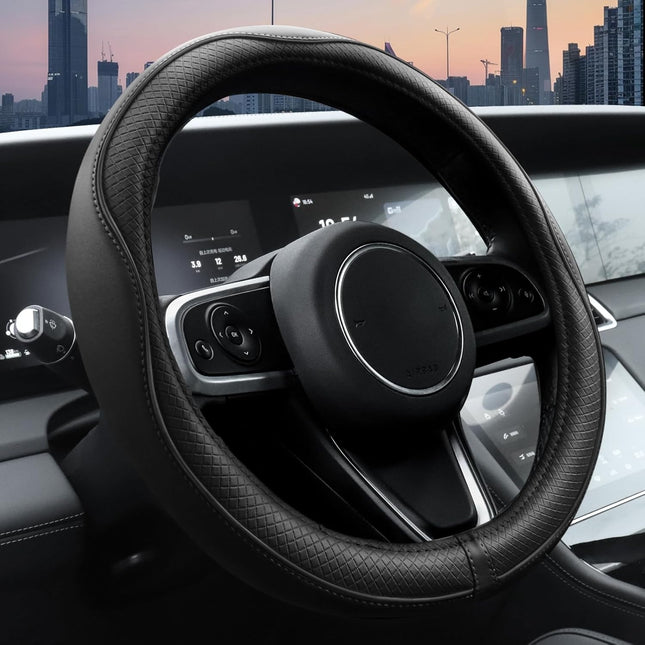 Car Steering Wheel Cover Microfiber Leather Steering Wheel Cover with Non-Slip Lining Universal 14.5-15
