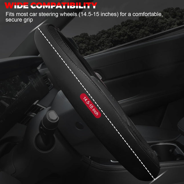 Car Steering Wheel Cover Microfiber Leather Steering Wheel Cover with Non-Slip Lining Universal 14.5-15 – product detail