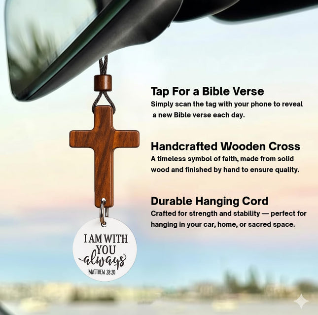 Daily Bible Verse Rearview Mirror Cross Ornament – product detail