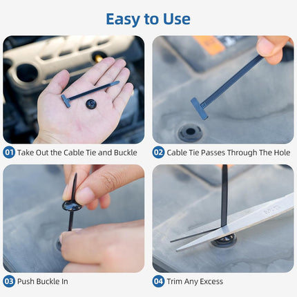 100 Pcs Nylon Universal Cable Buckle for Car - Self-Locking & Easy Installation Zipper Clamp Pin & Button Design - UV Resistant Zipper Tie Tie for Quick and Easy Car Everyday Repair