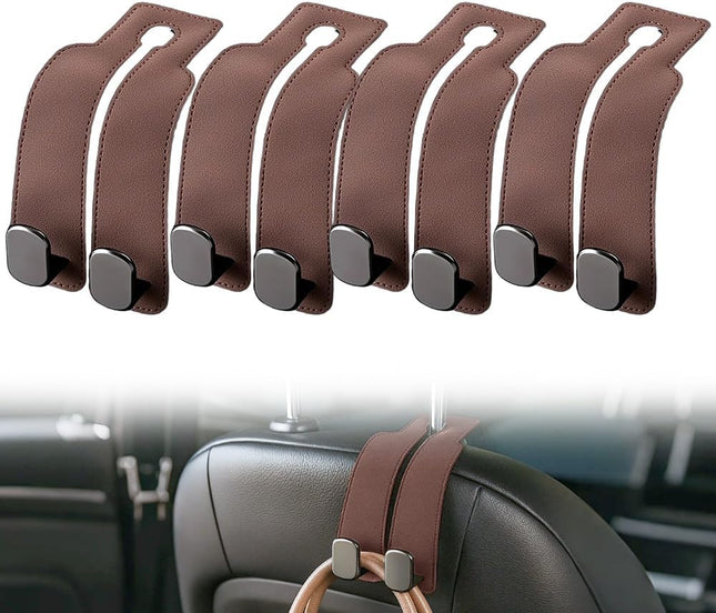 Headrest Hook for Car Seat Headrest 2026 Wallet & Bag Hook Cute Car Wallet Holder Double (Brown