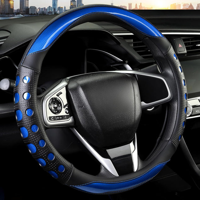 PU Leather Car Steering Wheel Cover with Non-Slip Grip Suitable for Both Men and Women V1102-B0FQWFCJ7T