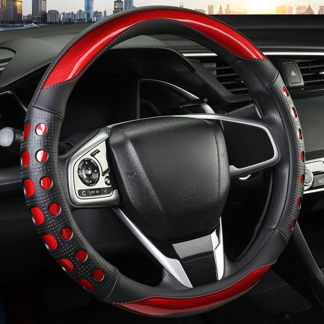 PU Leather Car Steering Wheel Cover with Non-Slip Grip Suitable for Both Men and Women V1102-B0FQWHGDTH