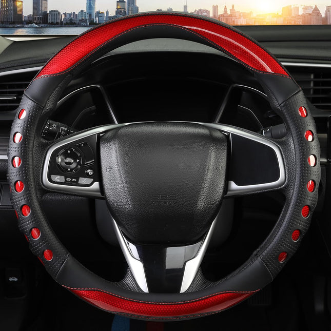 PU Leather Car Steering Wheel Cover with Non-Slip Grip Suitable for Both Men and Women – product detail