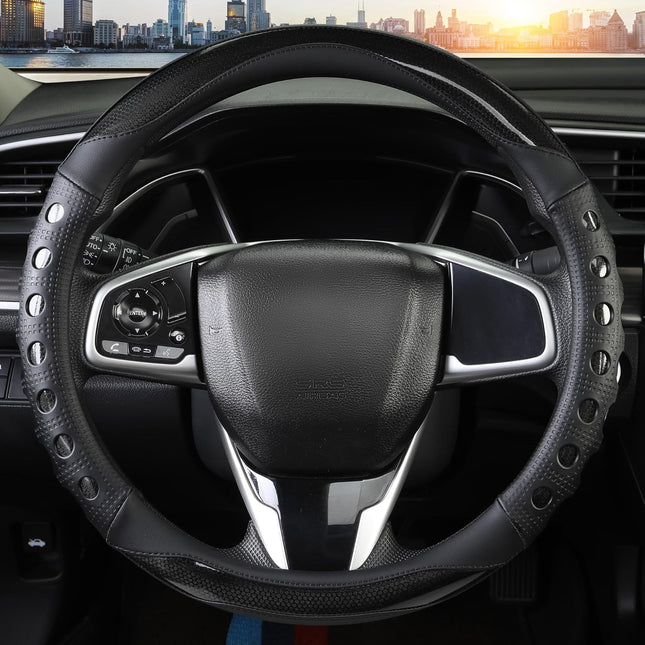 PU Leather Car Steering Wheel Cover with Non-Slip Grip Suitable for Both Men and Women – product detail
