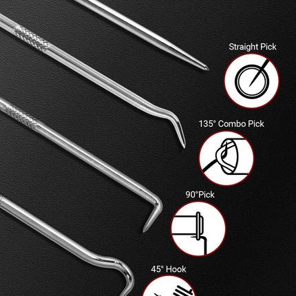 4-Piece Hook & Paddle Set, Precision Auto Paddle Tool & O-Ring Paddle Set with Comfortable Grip & Anti-Slip Shaft for Oil Seal, Gasket Removal, Electronic Repair