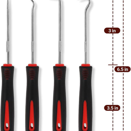 4-Piece Hook & Paddle Set, Precision Auto Paddle Tool & O-Ring Paddle Set with Comfortable Grip & Anti-Slip Shaft for Oil Seal, Gasket Removal, Electronic Repair