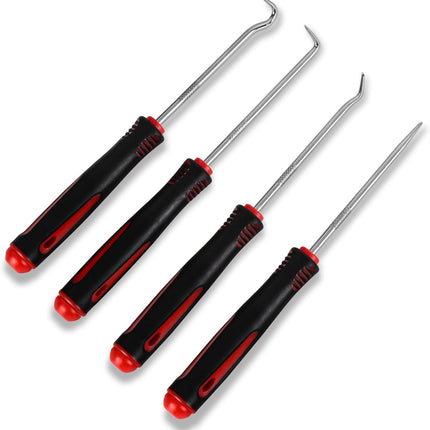 4-Piece Hook & Paddle Set, Precision Auto Paddle Tool & O-Ring Paddle Set with Comfortable Grip & Anti-Slip Shaft for Oil Seal, Gasket Removal, Electronic Repair