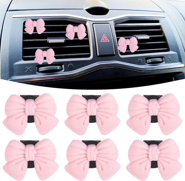 6pcs Pink Bow Car Vent Clamp Cute Air Freshener Clamp Pink Bow Auto Accessories Coquette V1102-B0FW3XMYGM