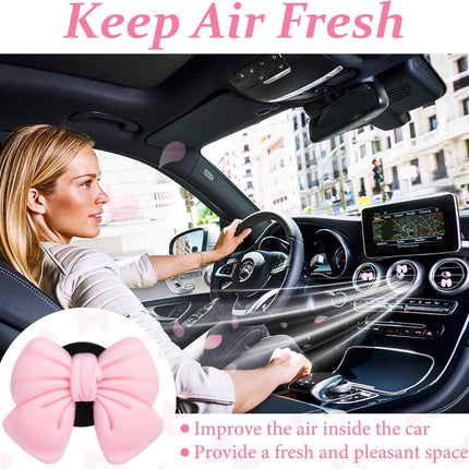 6pcs Pink Bow Car Vent Clamp, Cute Air Freshener Clamp, Pink Bow Auto Accessories, Coquette Air Air Conditioning Vent Decoration, Indoor Girl Car Accessories for Women Car Truck Suv