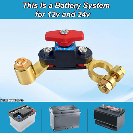 Car Battery Power Cut-off Switch Circuit Breaker, Adjustable Pure Copper Stable Transmission High Conductivity 12v-24v Disconnect Switch Smart Car Truck Boat RV Supplies