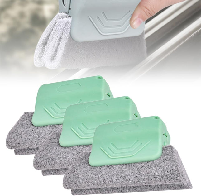 Magic Window Track Cleaner 2026 Upgraded Handheld Cleaning Brush Set for Window Sliding Slots Tile in Green