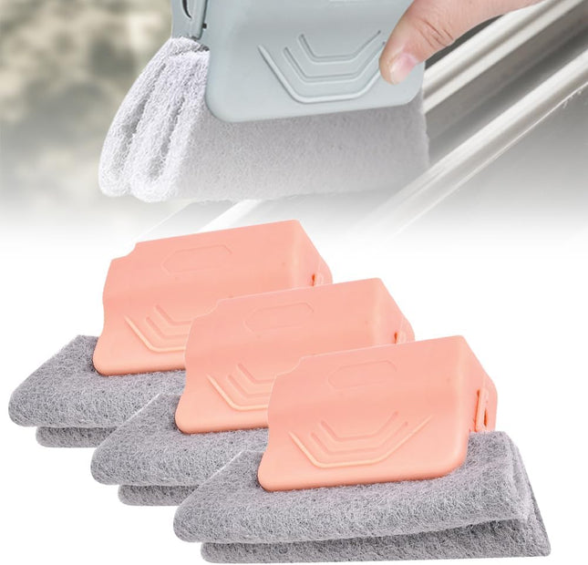 Magic Window Track Cleaner 2026 Upgraded Handheld Cleaning Brush Set for Window Sliding Slots Tile in Pink