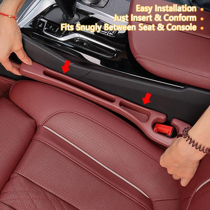 Car Seat Crevice Fill Organizer 2 pcs - No Drop Seat Guard, General Automotive Seat Crevice Filler, Durable Non-Slip Material, Easy Installation in 10 Seconds, for Cars, Trucks & SUVs (Black)