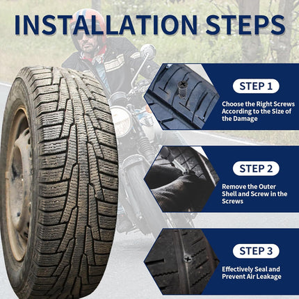 30 PCS Tire Repair Screws, Vacuum Tire Plug Kit Spiral Rubber Nails, Tire Plug Screw Type Quick Tool Spin Tire Plug, Car, Truck, Motorcycle Tire Puncture Repair