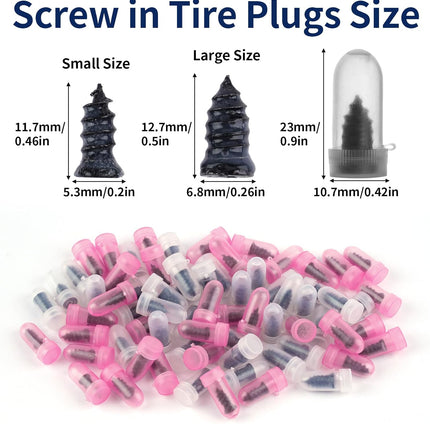 Screw On Tire Plugs, 50 Tire Repair Screws, Tire Repair Rubber Nail Kit, Tire Screw Plug Repair Kit, Spin Tire Repair Plug for Car, Motorcycle, Truck, Tractor Tire Puncture Repair