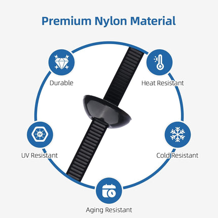 200 Pcs Nylon Universal Cable Buckle for Car - Self-Locking & Easy Installation Zipper Clamp Pin & Button Design - UV Resistant Zipper Tie Tie for Quick and Easy Car Everyday Repair