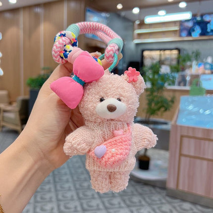 cute teddy bear keychain, knitted sweater keychain, plush keychain, bag charm, women's accessory, fashion accessory, Australian fashion, gift for her - Blue - Size 1