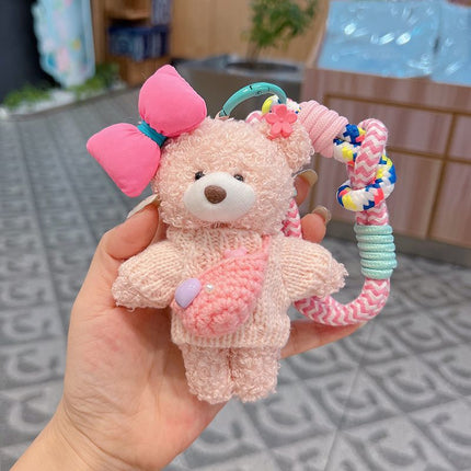 cute teddy bear keychain, knitted sweater keychain, plush keychain, bag charm, women's accessory, fashion accessory, Australian fashion, gift for her - Blue - Size 1