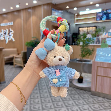 cute teddy bear keychain, knitted sweater keychain, plush keychain, bag charm, women's accessory, fashion accessory, Australian fashion, gift for her - Blue - Size 1