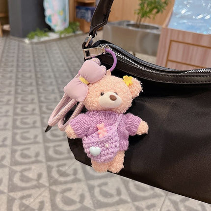 cute teddy bear keychain, knitted sweater keychain, plush keychain, bag charm, women's accessory, fashion accessory, Australian fashion, gift for her - Blue - Size 1