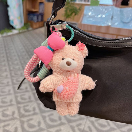cute teddy bear keychain, knitted sweater keychain, plush keychain, bag charm, women's accessory, fashion accessory, Australian fashion, gift for her - Blue - Size 1
