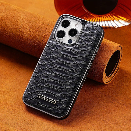Snake-Pattern Leather Phone Case, Australia - Blue (Size Iphone 15)