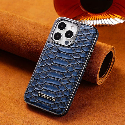 Snake-Pattern Leather Phone Case, Australia - Blue (Size Iphone 17)