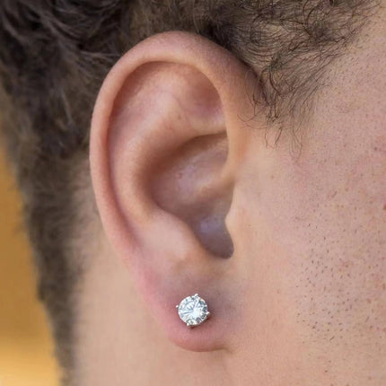 Hip Hop Earrings Men'S Earrings Large Cubic Zirconia Earrings S925 Silver - Gold - Size 2
