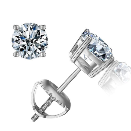 Hip Hop Earrings Men'S Earrings Large Cubic Zirconia Earrings S925 Silver - Gold - Size 2