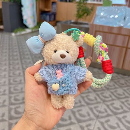 cute teddy bear keychain, knitted sweater keychain, plush keychain, bag charm, women's accessory, fashion accessory, Australian fashion, gift for her - Pink - Size 1