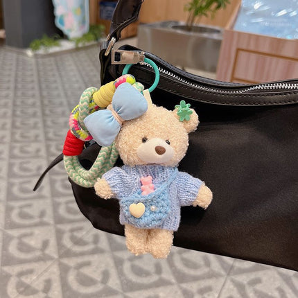 cute teddy bear keychain, knitted sweater keychain, plush keychain, bag charm, women's accessory, fashion accessory, Australian fashion, gift for her - Purple - Size 1