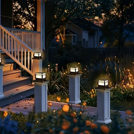 solar post cap lights, outdoor LED lights, nickel batteries, IPX4 water resistant, garden lighting, porch lighting, patio lighting, staircase lighting, Australian outdoor decor, eco-friendly garden lights, automatic dusk to dawn, fence post lights, solar