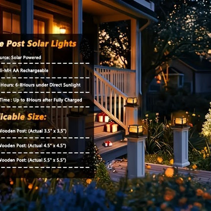 solar post cap lights, outdoor LED lights, nickel batteries, IPX4 water resistant, garden lighting, porch lighting, patio lighting, staircase lighting, Australian outdoor decor, eco-friendly garden lights, automatic dusk to dawn, fence post lights, solar