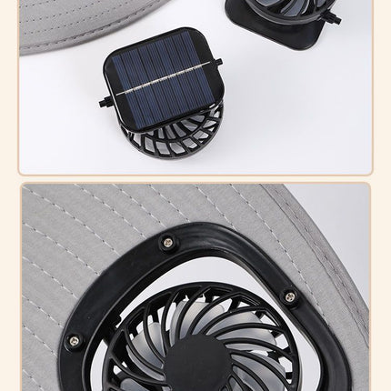 solar fan hat, solar powered hat, outdoor hat with fan, UV protection hat, wide brim hat, summer hat for hiking, fishing hat with fan, cooling hat for Australia - White - Size 3