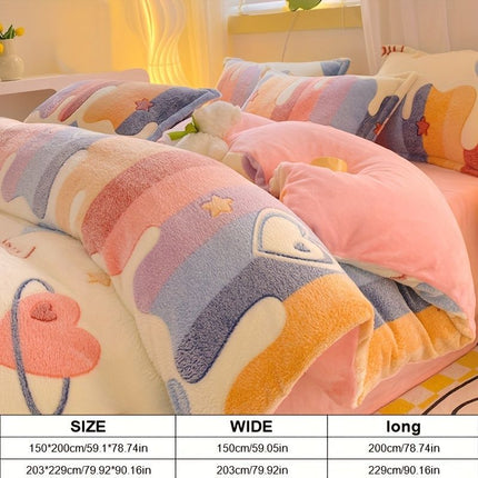 Lucky Heart-Shaped Bedding Set 3-Piece Bedding Heart Pattern Bedding Soft - Love - themed powder - Size 150*200cm