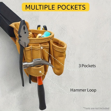 Leather Tool Pouch Tool Storage Australia Adjustable Belt Tool Pouch Fine - Yellow - Size regular