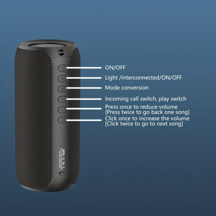 wireless bluetooth speaker, portable speaker, outdoor speaker, waterproof speaker, RGB light speaker, bass heavy speaker, camping speaker, beach speaker, Australia outdoor audio - Navy - Size IPX7