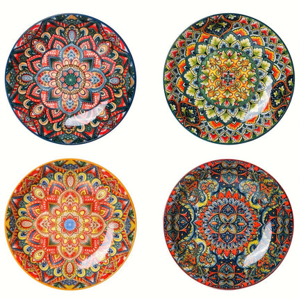 Ceramic Dinner Plates 4-Piece Set Unique Design High-Quality Ceramic Versatile - Multi - Size Pack of 4 pieces