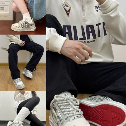 Men'S Casual Shoes Silver Snake Sneakers Board Shoes For Men Yinshe Shoes Urban - Silver - Size 6(AU6/EU39)