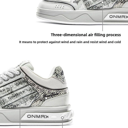 Men'S Casual Shoes Silver Snake Sneakers Board Shoes For Men Yinshe Shoes Urban - Silver - Size 8(AU8/EU41)