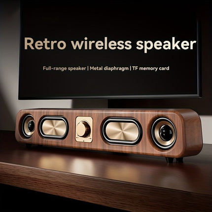 Wireless Speaker Portable Speaker Bluetooth Speaker Stereo Sound Subwoofer - Wood grain color - Size 01