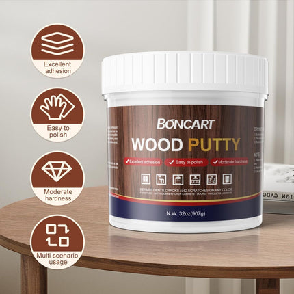 Wood Filler, White Wood Putty | Paintable, Sandable, Furniture Repair Kit for Quickly Fixing Broken and Defective Wooden Furniture - White - Size 243g