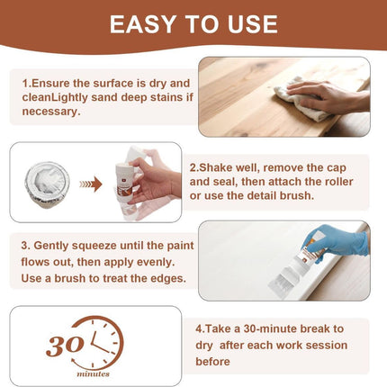 White Touch-Up Paint for Wood,Furniture,Cabinets,Metal,6.35 Oz,2-in-1 | Paint & Primer in One,Waterproof,No Sanding, Fast Drying, Water Based, Multi Surface - White