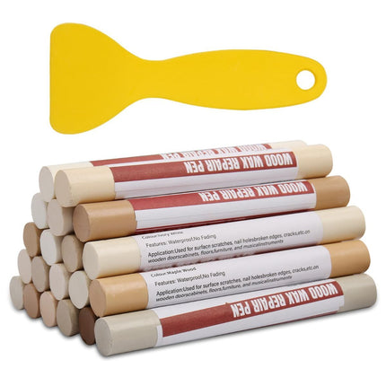 Wood Filler Sticks 20 Colors Repair Wax Sticks Kit Furniture Touch Up Crayons for Repairing Scratches Holes Cracks Wood Floor Tables Cabinets Doors Hardwood(White Series)