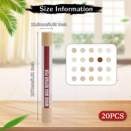 Wood Filler Sticks 20 Colors Repair Wax Sticks Kit Furniture Touch Up Crayons for Repairing Scratches Holes Cracks Wood Floor Tables Cabinets Doors Hardwood(White Series)